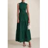 imagePRETTYGARDEN Summer Dresses for Women 2026 Casual Eyelet Sleeveless Wedding Guest Maxi Dress Tank Top Sundress with PocketsDark Green