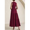 imagePRETTYGARDEN Summer Dresses for Women 2026 Casual Eyelet Sleeveless Wedding Guest Maxi Dress Tank Top Sundress with PocketsJujube Red
