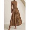 imagePRETTYGARDEN Summer Dresses for Women 2026 Casual Eyelet Sleeveless Wedding Guest Maxi Dress Tank Top Sundress with PocketsKhaki