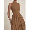 imagePRETTYGARDEN Summer Dresses for Women 2026 Casual Eyelet Sleeveless Wedding Guest Maxi Dress Tank Top Sundress with PocketsKhaki