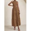 imagePRETTYGARDEN Summer Dresses for Women 2026 Casual Eyelet Sleeveless Wedding Guest Maxi Dress Tank Top Sundress with PocketsKhaki