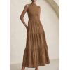 imagePRETTYGARDEN Summer Dresses for Women 2026 Casual Eyelet Sleeveless Wedding Guest Maxi Dress Tank Top Sundress with PocketsKhaki
