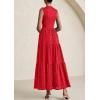 imagePRETTYGARDEN Summer Dresses for Women 2026 Casual Eyelet Sleeveless Wedding Guest Maxi Dress Tank Top Sundress with PocketsRed