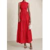 imagePRETTYGARDEN Summer Dresses for Women 2026 Casual Eyelet Sleeveless Wedding Guest Maxi Dress Tank Top Sundress with PocketsRed