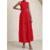 imagePRETTYGARDEN Summer Dresses for Women 2026 Casual Eyelet Sleeveless Wedding Guest Maxi Dress Tank Top Sundress with PocketsRed