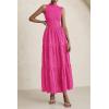 imagePRETTYGARDEN Summer Dresses for Women 2026 Casual Eyelet Sleeveless Wedding Guest Maxi Dress Tank Top Sundress with PocketsRose Red