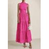 imagePRETTYGARDEN Summer Dresses for Women 2026 Casual Eyelet Sleeveless Wedding Guest Maxi Dress Tank Top Sundress with PocketsRose Red