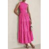 imagePRETTYGARDEN Summer Dresses for Women 2026 Casual Eyelet Sleeveless Wedding Guest Maxi Dress Tank Top Sundress with PocketsRose Red