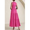 imagePRETTYGARDEN Summer Dresses for Women 2026 Casual Eyelet Sleeveless Wedding Guest Maxi Dress Tank Top Sundress with PocketsRose Red