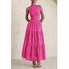 imagePRETTYGARDEN Summer Dresses for Women 2026 Casual Eyelet Sleeveless Wedding Guest Maxi Dress Tank Top Sundress with PocketsRose Red