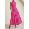 imagePRETTYGARDEN Summer Dresses for Women 2026 Casual Eyelet Sleeveless Wedding Guest Maxi Dress Tank Top Sundress with PocketsRose Red