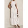 imagePRETTYGARDEN Summer Dresses for Women 2026 Casual Eyelet Sleeveless Wedding Guest Maxi Dress Tank Top Sundress with PocketsWhite