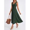 imagePRETTYGARDEN Summer Dresses for Women 2026 Spring Sleeveless V Neck Knit A Line Casual Midi Cocktail Wedding Guest DressArmy Green