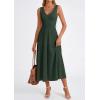 imagePRETTYGARDEN Summer Dresses for Women 2026 Spring Sleeveless V Neck Knit A Line Casual Midi Cocktail Wedding Guest DressArmy Green