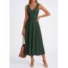 imagePRETTYGARDEN Summer Dresses for Women 2026 Spring Sleeveless V Neck Knit A Line Casual Midi Cocktail Wedding Guest DressArmy Green