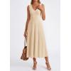 imagePRETTYGARDEN Summer Dresses for Women 2026 Spring Sleeveless V Neck Knit A Line Casual Midi Cocktail Wedding Guest DressBeige