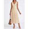 imagePRETTYGARDEN Summer Dresses for Women 2026 Spring Sleeveless V Neck Knit A Line Casual Midi Cocktail Wedding Guest DressBeige