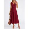 imagePRETTYGARDEN Summer Dresses for Women 2026 Spring Sleeveless V Neck Knit A Line Casual Midi Cocktail Wedding Guest DressBurgundy