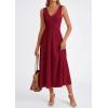 imagePRETTYGARDEN Summer Dresses for Women 2026 Spring Sleeveless V Neck Knit A Line Casual Midi Cocktail Wedding Guest DressBurgundy
