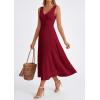 imagePRETTYGARDEN Summer Dresses for Women 2026 Spring Sleeveless V Neck Knit A Line Casual Midi Cocktail Wedding Guest DressBurgundy
