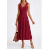 imagePRETTYGARDEN Summer Dresses for Women 2026 Spring Sleeveless V Neck Knit A Line Casual Midi Cocktail Wedding Guest DressBurgundy