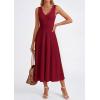 imagePRETTYGARDEN Summer Dresses for Women 2026 Spring Sleeveless V Neck Knit A Line Casual Midi Cocktail Wedding Guest DressBurgundy