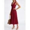 imagePRETTYGARDEN Summer Dresses for Women 2026 Spring Sleeveless V Neck Knit A Line Casual Midi Cocktail Wedding Guest DressBurgundy