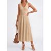 imagePRETTYGARDEN Summer Dresses for Women 2026 Spring Sleeveless V Neck Knit A Line Casual Midi Cocktail Wedding Guest DressDark Apricot