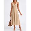 imagePRETTYGARDEN Summer Dresses for Women 2026 Spring Sleeveless V Neck Knit A Line Casual Midi Cocktail Wedding Guest DressDark Apricot