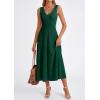imagePRETTYGARDEN Summer Dresses for Women 2026 Spring Sleeveless V Neck Knit A Line Casual Midi Cocktail Wedding Guest DressDark Green