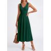 imagePRETTYGARDEN Summer Dresses for Women 2026 Spring Sleeveless V Neck Knit A Line Casual Midi Cocktail Wedding Guest DressDark Green