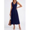 imagePRETTYGARDEN Summer Dresses for Women 2026 Spring Sleeveless V Neck Knit A Line Casual Midi Cocktail Wedding Guest DressNavy