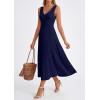 imagePRETTYGARDEN Summer Dresses for Women 2026 Spring Sleeveless V Neck Knit A Line Casual Midi Cocktail Wedding Guest DressNavy