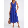 imagePRETTYGARDEN Summer Dresses for Women 2026 Spring Sleeveless V Neck Knit A Line Casual Midi Cocktail Wedding Guest DressRoyal Blue