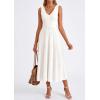 imagePRETTYGARDEN Summer Dresses for Women 2026 Spring Sleeveless V Neck Knit A Line Casual Midi Cocktail Wedding Guest DressWhite