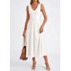 imagePRETTYGARDEN Summer Dresses for Women 2026 Spring Sleeveless V Neck Knit A Line Casual Midi Cocktail Wedding Guest DressWhite