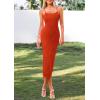 imagePRETTYGARDEN Summer Dresses for Women Sleeveless Bodycon Dress Textured Back Slit Sexy Cocktail Party Beach Vacation ClothesOrange