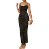 imagePRETTYGARDEN Summer Wedding Guest Dresses for Women 2026 Spaghetti Strap Mesh Bodycon Beach Vacation Floral Maxi Long DressesFloral Black
