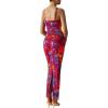 imagePRETTYGARDEN Summer Wedding Guest Dresses for Women 2026 Spaghetti Strap Mesh Bodycon Beach Vacation Floral Maxi Long DressesFloral Navy Red
