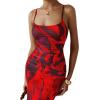 imagePRETTYGARDEN Summer Wedding Guest Dresses for Women 2026 Spaghetti Strap Mesh Bodycon Beach Vacation Floral Maxi Long DressesFloral Red