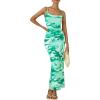 imagePRETTYGARDEN Summer Wedding Guest Dresses for Women 2026 Spaghetti Strap Mesh Bodycon Beach Vacation Floral Maxi Long DressesFloral White Light Green