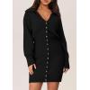 imagePRETTYGARDEN Sweater Dresses for Women 2026 Trendy Long Sleeve Button Down Short Mini Fall Winter DressBlack