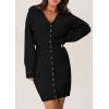 imagePRETTYGARDEN Sweater Dresses for Women 2026 Trendy Long Sleeve Button Down Short Mini Fall Winter DressBlack
