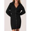 imagePRETTYGARDEN Sweater Dresses for Women 2026 Trendy Long Sleeve Button Down Short Mini Fall Winter DressBlack