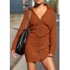 imagePRETTYGARDEN Sweater Dresses for Women 2026 Trendy Long Sleeve Button Down Short Mini Fall Winter DressBrick Red