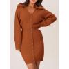 imagePRETTYGARDEN Sweater Dresses for Women 2026 Trendy Long Sleeve Button Down Short Mini Fall Winter DressBrick Red