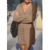 imagePRETTYGARDEN Sweater Dresses for Women 2026 Trendy Long Sleeve Button Down Short Mini Fall Winter DressCamel