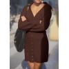 imagePRETTYGARDEN Sweater Dresses for Women 2026 Trendy Long Sleeve Button Down Short Mini Fall Winter DressCoffee