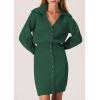 imagePRETTYGARDEN Sweater Dresses for Women 2026 Trendy Long Sleeve Button Down Short Mini Fall Winter DressDark Green