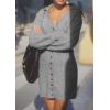 imagePRETTYGARDEN Sweater Dresses for Women 2026 Trendy Long Sleeve Button Down Short Mini Fall Winter DressGrey